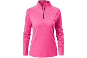 ‎DONHOBO donhobo Damen Sport Shirt Langarm T-Shirt Schnelltrocknend Gym Yoga Fitness Training Laufshirt mit 1/4 Reißverschluss