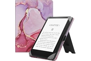HGWALP Etui Universel pour Tout Le 6" Paperwhite eReaders, Folio Stand Coque Housse avec dragonne Compatible avec Kindle 2022/Kindle Paperwhite/Kobo/Tolino/Pocketbook 6 Pouces eReader-Marble Pink