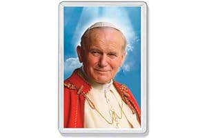 AWS aimant Santino en PVC dur San Pape Giovanni Paolo 2 ° II Karol Józef Wojtyla souvenir Fridge Magnet Aimant de frigo en plastique dure avec image photo immaginetta Santo Fridge Magnet