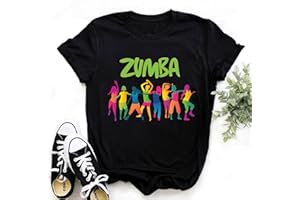 kewing T-Shirt pour Femme Zumba imprimé Manches Courtes col Rond Rouleau Manches décontracté Haut pour Cours de Zumba Danse entraînement Fitness