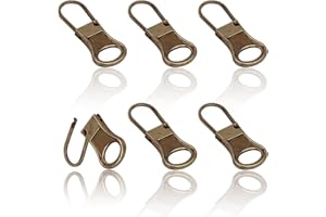 LUTER 6 Pezzi Tiretto della Cerniera, Staccabile Linguette per Cerniere Lampo Metallo Prolunga per Cordino per Cerniera Lampo Kit Riparazione Cerniere per Giacche Jeans Stivali Zaini Valigie (Bronzo)