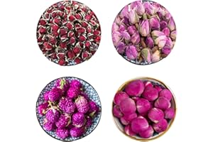 CoolCrafts 4 Beutel Getrocknete Blüten Trocknen Blumen Set Getrocknete Blumen für Seife, Kerzen Dekoration