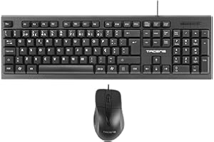 Tacens Anima ACP0PT, Combo Professionnel Clavier à Membrane avec Optimisation de la Frappe et Souris 1200DPI, Langue Portugais