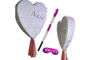 BOOGIE WOOGIE PINATAS White Heart Pinata with stick for Wedding, Engagement, Prom, Hen Do or Birthday Party