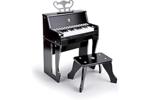 Hape Pianino podświetlane klawisze z taboretem i uchwytem na nuty, zabawka muzyczna z drewna, od 3 lat