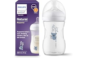 Philips AVENT Babyflasche Natural Response – Babyflasche, 260 ml, BPA-frei, für Babys ab 1 Monat, Koalamotiv (Modell SCY903/67)