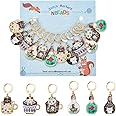 NBEADS 12 Pcs Cup Cat Stitch Markers, 6 Colors Alloy Enamel Cat Crochet Stitch Marker Charms Removable Locking Stitch Marker for Knitting Weaving Sewing Accessories Quilting Handmade Jewelry