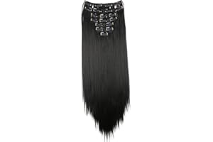 ‎CAISHA CAISHA XXL 50cm 8 Teile Set CLIP IN EXTENSIONS Nicole Haarverlängerung Haarteil Voluminös Glatt Naturschwarz CES205