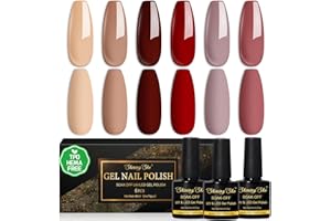 Shining She Smalti Semipermanenti per Unghie TPO-Free HEMA-Free, 6 Colori Rosso Marrone Chiaro Rossoviola Smalto Semipermanente Unghie Soak-Off UV/LED per Principiante Inverno Nail Art Salone, 8ML