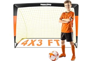 Happy Jump Portable Football Goal – Foldable Pop Up Soccer Nets Outdoor Practice (3x2 FT/ 5x3.6 FT/ 7x5 FT)