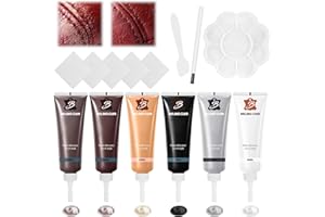LUZIYUN Lederreparatur Creme, Leder Reparatur Set, 6 Farben Kunstleder Reparaturset,Kunstleder Reparieren, Kunstleder Reparaturset mit Schwamm & Poliertuch,für Auto Lederlenkrad Sofa Gürtel Kratzer Risse