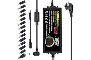 AMTAKE Adjustable Power Supply 3V-24V Universal Power Supply Adapter 5A 120W Adjustable Power Adapter 100V-240V AC to DC with LED Voltage Display and 5.5 x 2.5 mm 14 Tips for Household Electronics, DC Motor