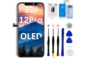EFaith For iPhone 12/12 Pro Display, Replacement Screen 6.1 Inch Full HD Screen, Display Frame 3D Touch Screen Digitizer with Repair Tool and Waterproof Adhesive Tempered Glass (OLED)