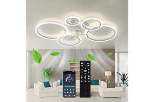 ‎RRBEST LED Deckenventilator Mit Beleuchtung, Deckenlampe Mit Ventilator und Fernbedienung＆APP, Ring Leiser Moderne Ventilator mit Licht,6 Stufen,Deckenventilator Mit Licht Für Schlafzimmer Wohnzimmer (Weiß)