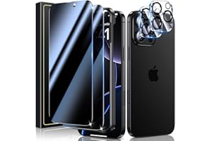 UniqueMe für iPhone 16 Pro Max für Panzerglas Sichtschutz, 2 Stück Sichtschutzfolie und 2 Stück Kameraschutz,Anti-Spy folie Privacy Schutzglas Schutzfolie, 9H Härte, Kratzfest