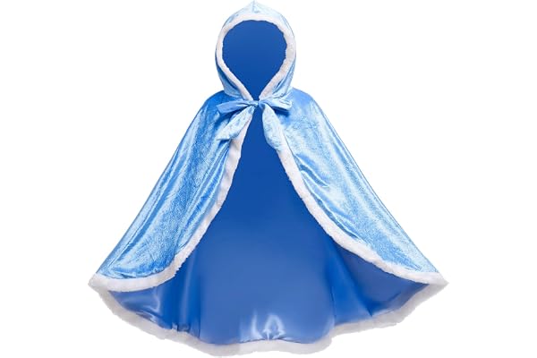 Proumhang Cape de Princesse Cape à Capuche Costume Halloween Déguisement Filles Bleu 150