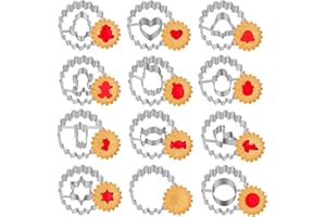 Ausstechformen Weihnachten Ausstecher 12 Stück, Nifogo Linzer Ausstecher, Keksausstecher zum Backen von Plätzchen, Weihnachtsbaum, Lebkuchenmannformen