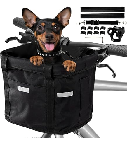 Panier Avant Vélo Ozonlife – Amovible, Pliable, En Tissu Oxford, 33x22x25 Cm, Jusqu'à 5 Kg, Pour Courses Ou Petit Chien