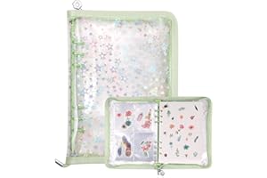MUROAD Organiseur de rangement 4 en 1 pour autocollants, classeur A5 avec 140 pochettes et 20 feuilles de papier réutilisable (vert)