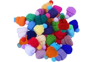 RobLuX 60 Stück Mini Strickmützen Mini Strickmütze des Weihnachten Finger Weinflasche Hut Wollgarn Hut Geeignet Geeignet für Weinflaschenhüte Weihnachtsdekorationen