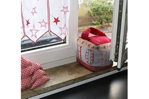 Fashion&Joy Türstopper dekorativ in edler Gobelin Qualität rot mit schönem Landhaus Motiv Home Türpuffer mit Griff 15x15 cm Zugluftstopper Typ374