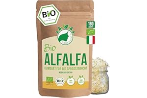 ‎NANANATURA Bio Alfalfa Sprossen Samen 180g | Keimfähige Alfalfasamen zur Sprossenzucht | Microgreens fürs Sprossenglas | geprüft & abgefüllt in Deutschland