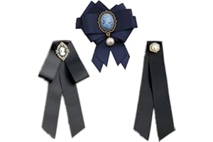 JinYu 3 Pcs Bowknot Rhinestone Ribbon Bow Brooch Pre-Tied Bow tie for Women Neck Tie Wedding Party Christmas Gifts Ceremony (Black)