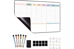 MCCORL Magnetisch Familien Haushaltsplaner, Wochenplaner und Putzplaner für Haushalt Abwischbar,Magnettafel Kühlschrank,Aufgabenplaner 42×28cm auf Deutsch