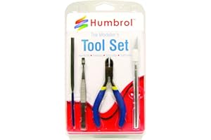 Humbrol AG9150 Model Tools Kit Modeler Basic Tools Craft Set Hobby Building Tools for Modeller's Building and Fixing 4 Piece for Airfix Kits Sprue Clippers, Tweezers, Needle File and Knife