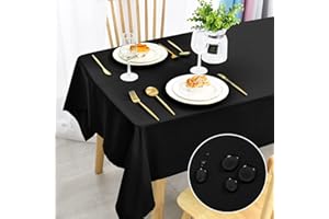 DWCN Tovaglia antimacchia, lavabile, impermeabile, per sala da pranzo, casa, giardino, feste e matrimoni o casa, 90 x 90 cm, colore: nero
