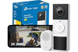 Tapo TD21 Battery Video Doorbell Wireless 2K 3MP Ultra-Clear Doorbell Camera, Ring Chime Included, Color Night, 160°DFOV Ultr