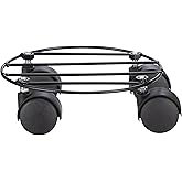 Amazon Brand - Solimo Strong Metal Plant Stand with Wheels (Black, Set of 1, Round) | Home Garden Wheels Plant Stand | Plants