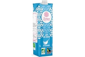 Lait de Coco 1l BIO à Cuisiner | Sans Additifs | Vegan Equitable | 76% de Noix de Coco | Pâtisserie | Lait Végétal | Dessert Coco | Chia Pudding | Sans Gomme De Guar | Sans Lactose | BASE ORGANIC FOOD