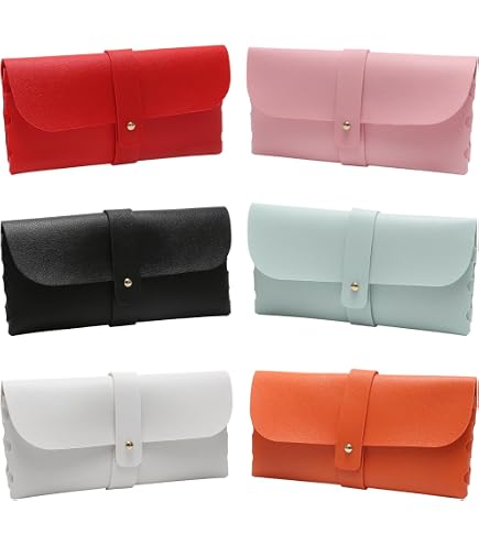 Confezione Da 4 Custodie Per Occhiali In Pelle Morbida - Colori Verde, Viola, Rosa, Bianco - Porta Occhiali Sottile E Leggera - 5