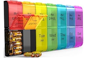 COLORWING Extra Large Pill Organizer 2 Times a Day, Weekly XL AM PM Pill Case, 7 Day Pill Box Twice a Day, Oversized Daily Medicine Organizer for Vitamins, Big Pill Container, Medication Dispenser (Rainbow)