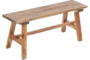 Design Delights - Panca da Cucina in Legno Riciclato, Pieghevole, 90 x 39 x 26 cm (L x A x P), Stile Rustico