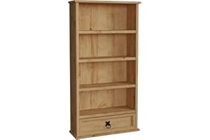 Vida Designs Corona Bookcase, 1 Drawer, Blu-ray/CD Rack, Solid Pine Wood