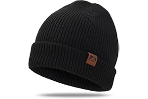 BARFULKER Męska czapka zimowa czapka termiczna dla mężczyzn kobiet klasyczna dzianinowa,Czarny