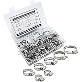 71Pcs Jubilee Clip Stainless Steel Hose Clips Adjustable 6-38mm Range Hose Clamps Pipe Clips Assortment with Screwdriver and 