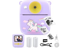 DHAPY Kids Camera Instant Print for Boys Girls, Christmas Birthday Gifts for 3 4 5 6 7 8 9 Year Old Boys Girls, 1080P Kids Digital Camera Toys for Kids Age 3-9 purple