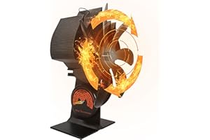 Nuscen Log Burner Fan - Upgraded 7 Blades Stove Fan with Silent Operation, Magnetic Thermometer, Efficient Heat Distribution, Eco-Friendly Circulation, Speed Adjustment -Wood Stove,Gas Stove,Fireplace