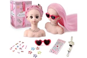 ANSTAR Tête à Coiffer Enfant Tete a Coiffer et a Maquiller Tete a Coiffer Barbie Accessoires de Coiffure Inclus, Jouet pour Enfants dès 3 Ans