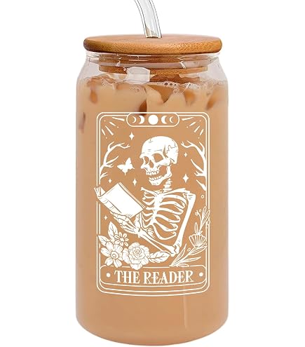 Haukea Buchliebhaber-Geschenk – Eiskaffeebecher 473 Ml Mit Buch-Design, Deckel & Strohhalm