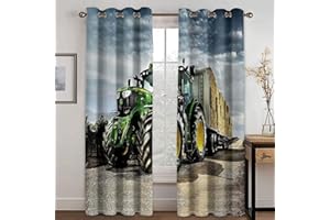 zpangg Verdunkelungsvorhang Kräuselband Traktor Mit Ösen Gardine Für Schlafzimmer, Kinderzimmer 2 Stück Verdunkelungsvorhänge Farbige Vorhänge 220×215Cm