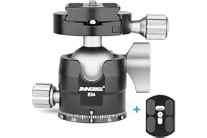 INNOREL E34 Cabezal de Bola de Trípode CNC de Perfil Bajo Cabezal de Bola Panorámica de 360 ​​° con Placas de Liberación Rápida Compatibles con Arca-Swiss 2 1/4 para Cámaras DSLR, Trípodes y Monopie