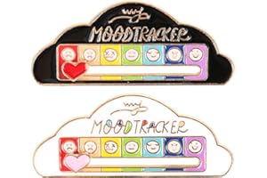 OWNFEEL 2 Pcs SOCIAL BATTERY Brooch, Social Mood Pin Badge Battery Indicator Lapel Brooch, Adjustable Sliding Scale BadgeCreative Expression Pin for 7 Days, Mood Expressing Pin For Introverts