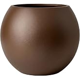 ZEVLİ Dekoratif 27L K&uuml;re Saksı &Oslash;35 cm (Kahve &Ccedil;ekirdeği) &bull; &Ouml;zel İ&ccedil; Hazne Dahil, Beton G&ouml;r&uuml;n&uuml;ml&uuml; Modern Salon ve Bah&ccedil;e Saksısı