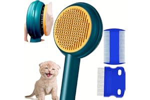FURGROOM Self Cleaning Slicker Brush & Cat Brush with Massage Particles,Removes Loose hair & Tangles,Skin Friendly & Promote Circulation(BLUE, large)