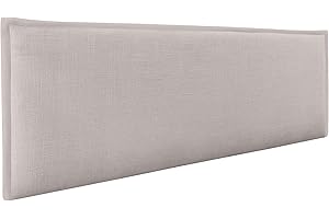DHOME Zagłówek z naturalnego lnu zwykły z wykończeniem zagłówkiem tapicerowane łóżko sypialnia nowoczesny top trendy (beżowy, 160 cm (łóżka 150/160))