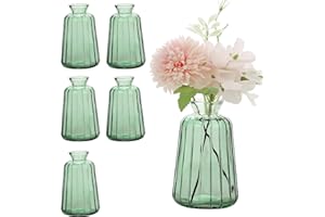 Avmvnvc Lot de 6 petits vases en verre pour décoration de table de mariage - Style vintage - Mini vases en verre pour décoration de table - Vert